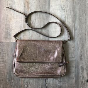 Dibag Istanbul Womens Crossbody Flap/Fold Over Metralic Bronze Satchel